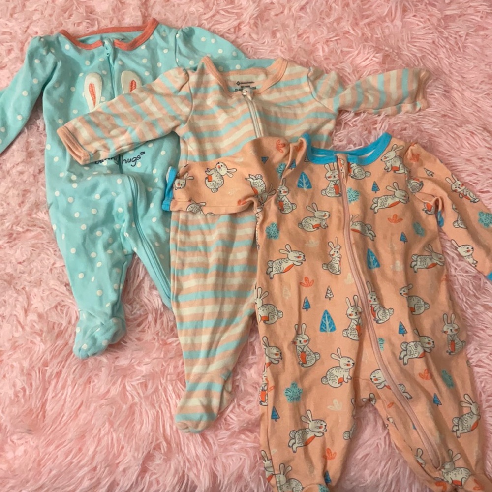 0-3 Girl one piece pajama sets